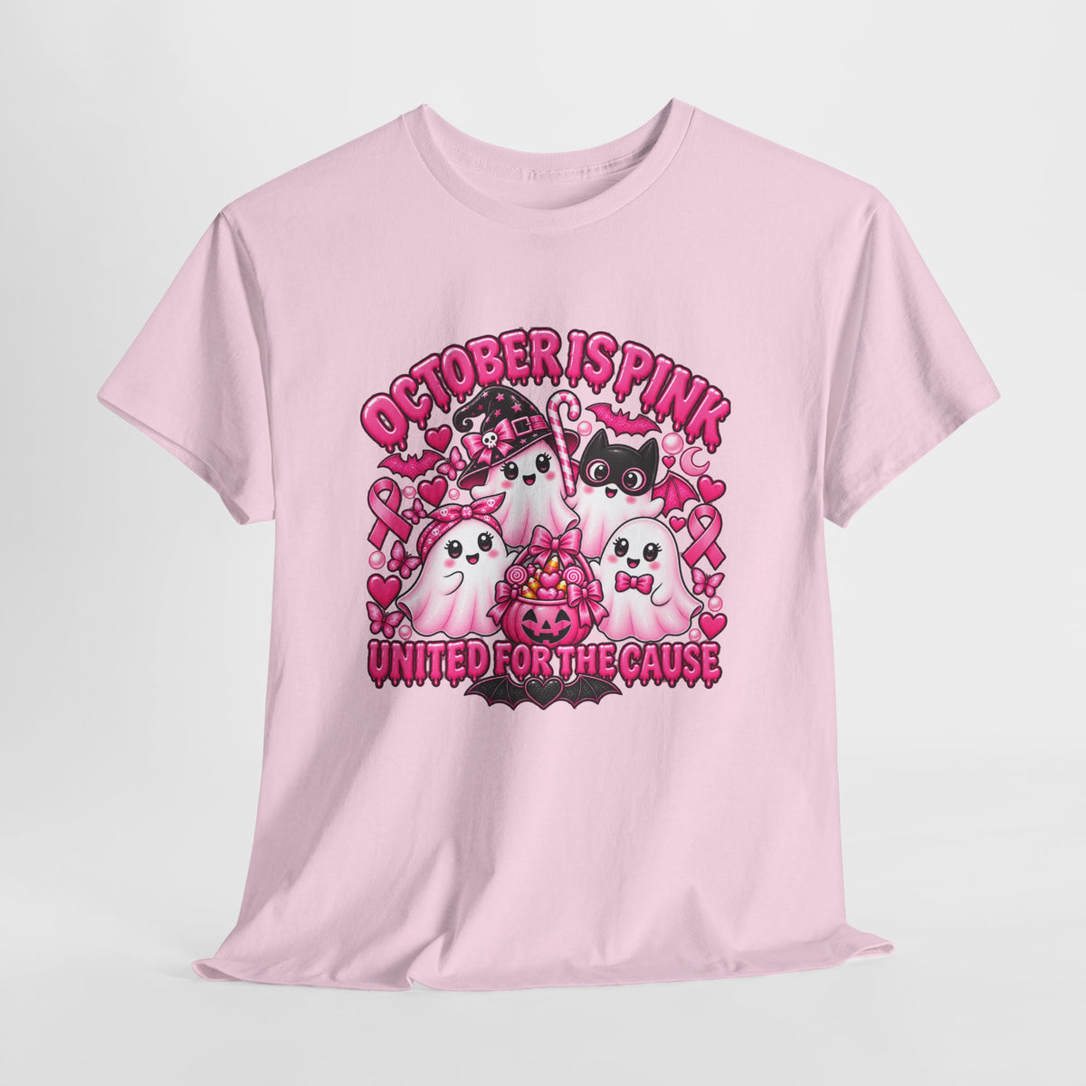 Breast Cancer Awareness Pink Ghosts Tee — "October Is Pink" United For The Cause