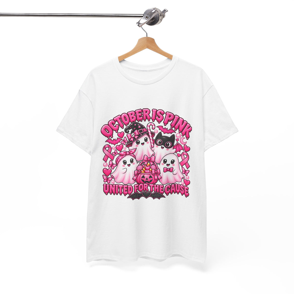 Breast Cancer Awareness Pink Ghosts Tee — "October Is Pink" United For The Cause