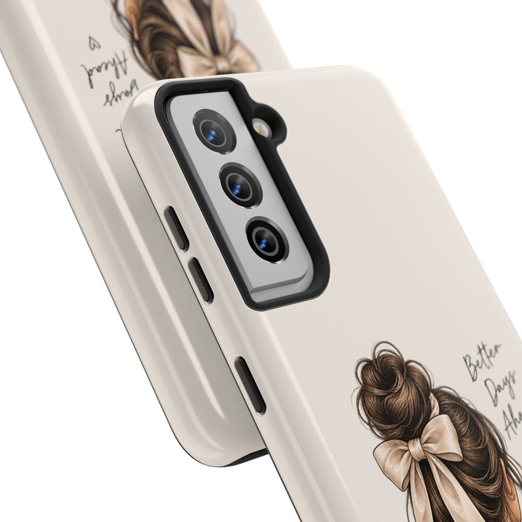 Better Days Ahead Personalized Phone Case – Cozy Feminine Coffee & Bow Design