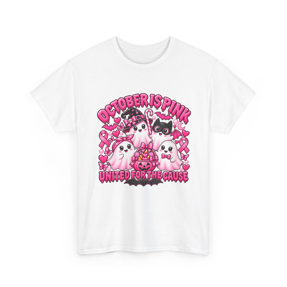 Breast Cancer Awareness Pink Ghosts Tee — "October Is Pink" United For The Cause