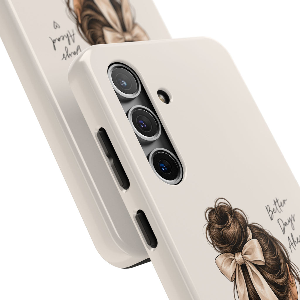 Better Days Ahead Personalized Phone Case – Cozy Feminine Coffee & Bow Design