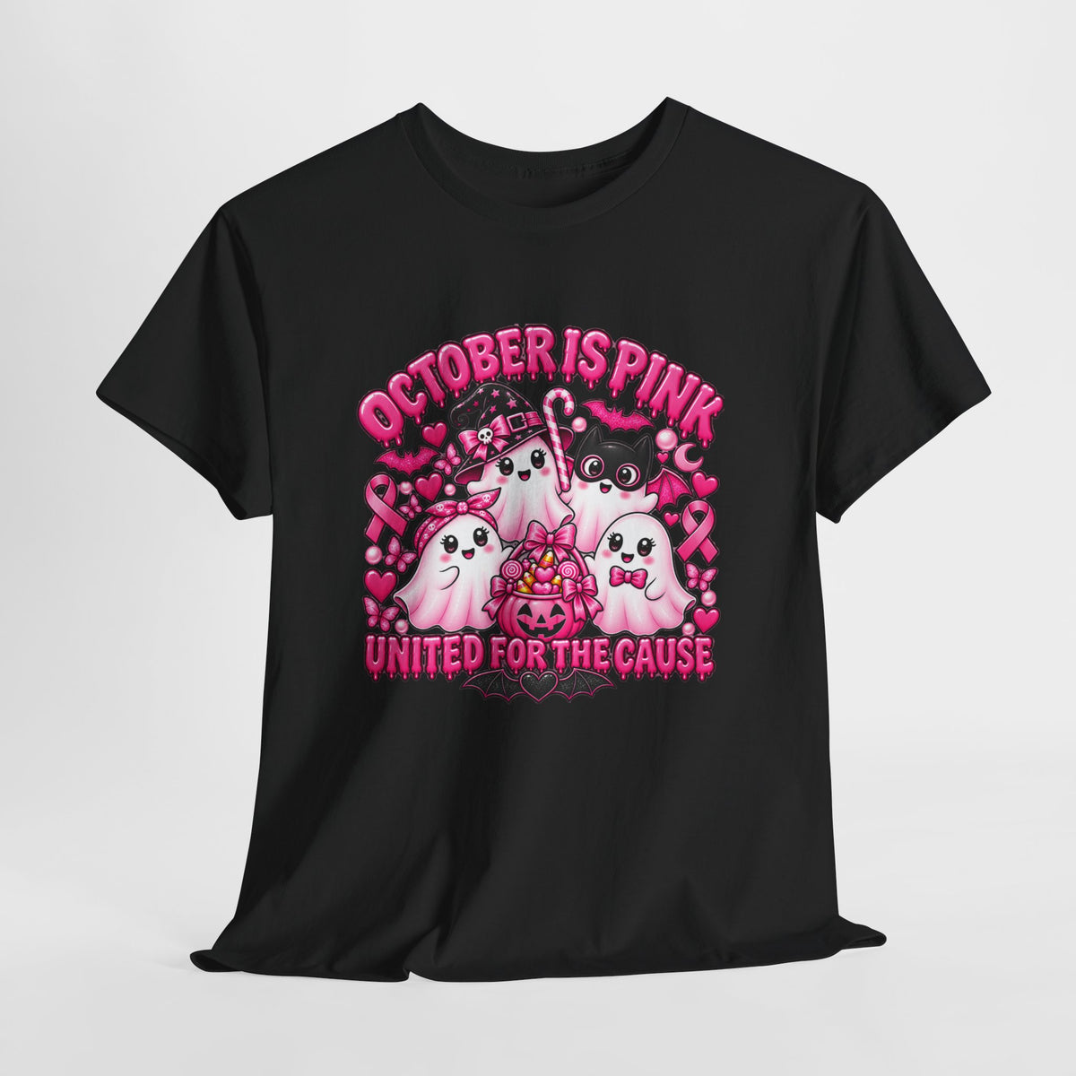 Breast Cancer Awareness Pink Ghosts Tee — "October Is Pink" United For The Cause