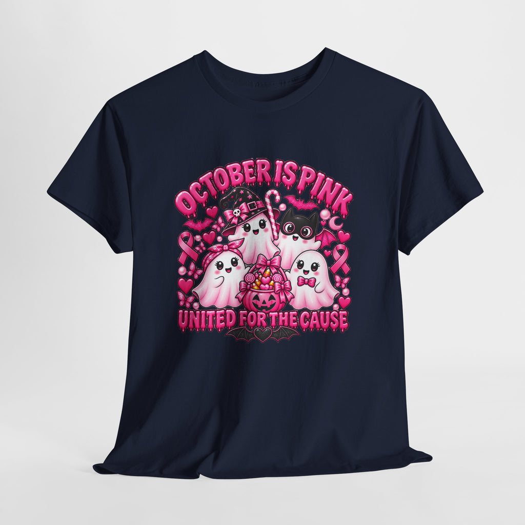 Breast Cancer Awareness Pink Ghosts Tee — "October Is Pink" United For The Cause
