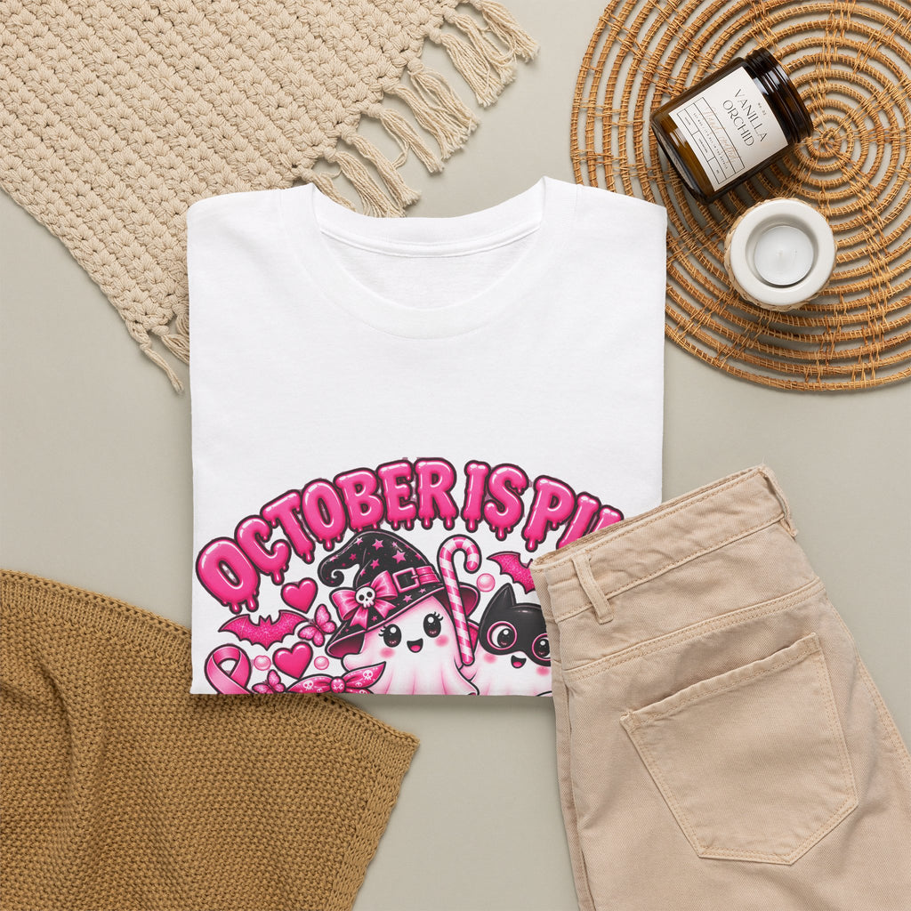 Breast Cancer Awareness Pink Ghosts Tee — "October Is Pink" United For The Cause