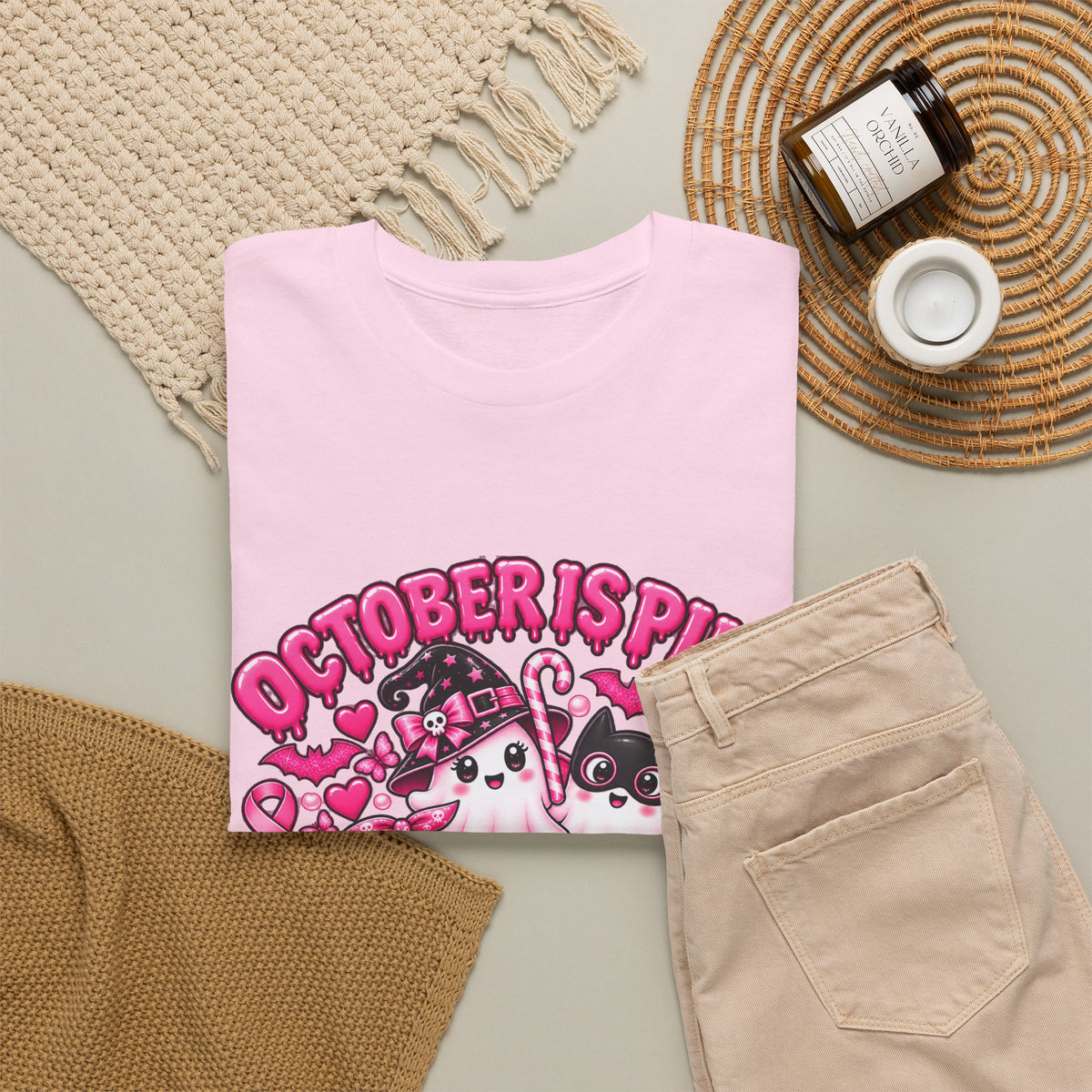 Breast Cancer Awareness Pink Ghosts Tee — "October Is Pink" United For The Cause