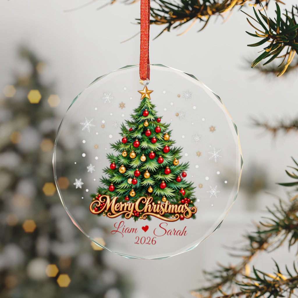Personalized Christmas Tree Ornament 2026 – Custom Couple Names, Merry Christmas Keepsake