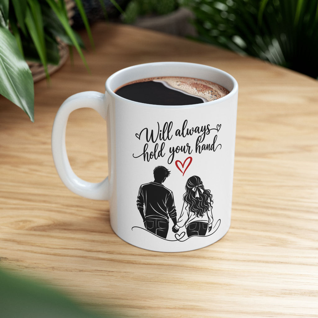 Personalized Couple Mug – Side by Side, Hand in Hand | Romantic Gift for Couples