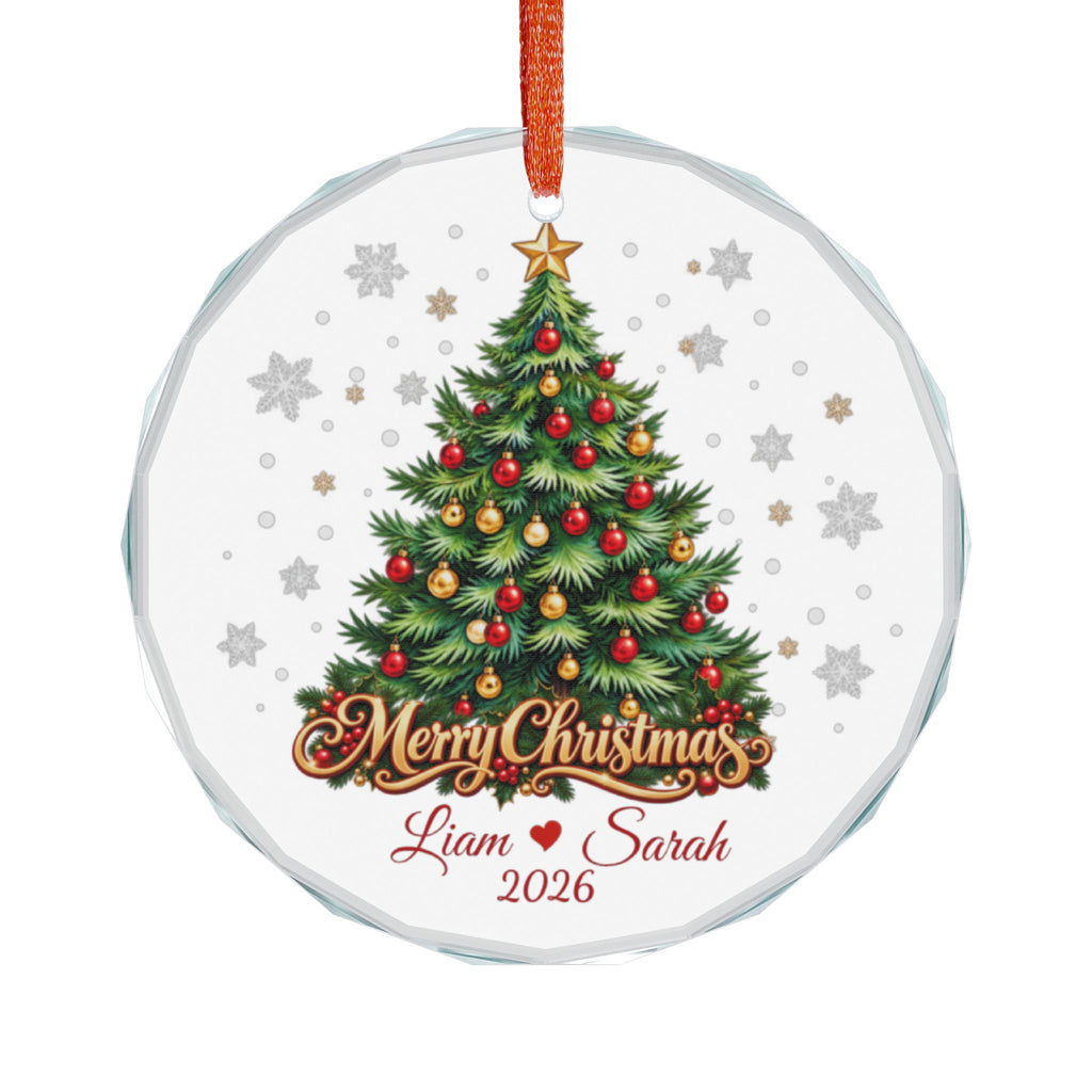 Personalized Christmas Tree Ornament 2026 – Custom Couple Names, Merry Christmas Keepsake