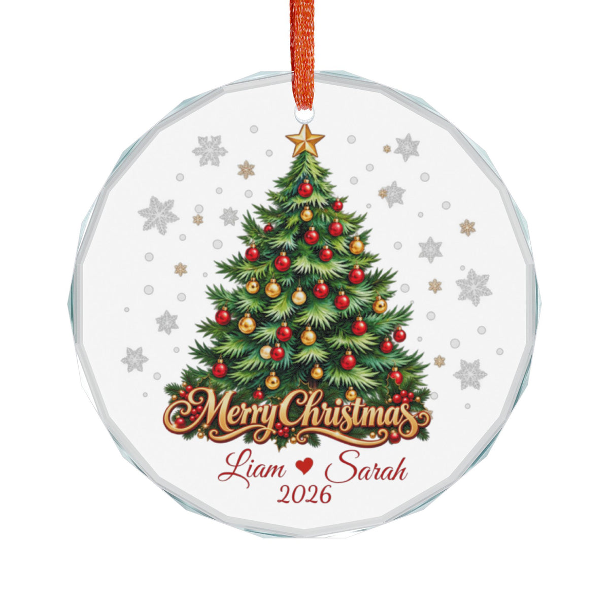 Personalized Christmas Tree Ornament 2026 – Custom Couple Names, Merry Christmas Keepsake