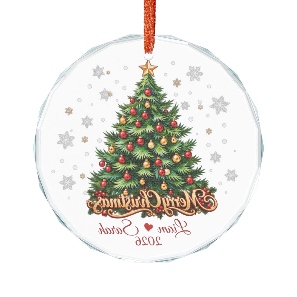 Personalized Christmas Tree Ornament 2026 – Custom Couple Names, Merry Christmas Keepsake