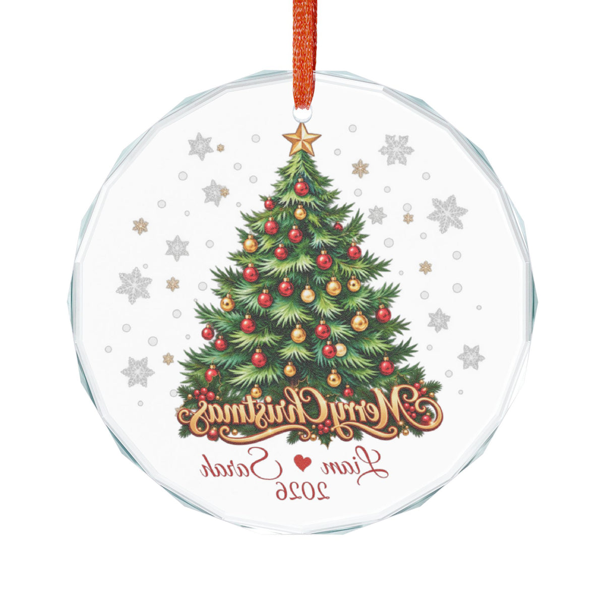 Personalized Christmas Tree Ornament 2026 – Custom Couple Names, Merry Christmas Keepsake