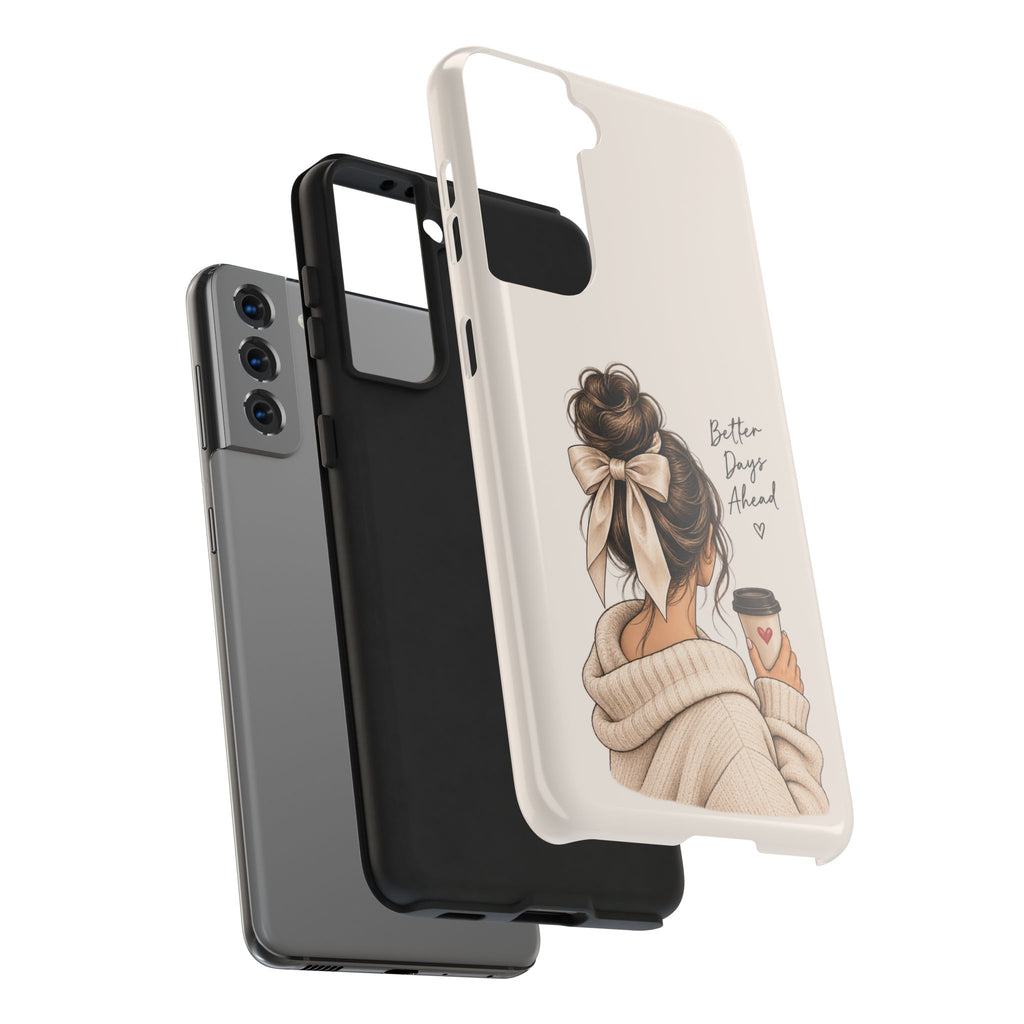 Better Days Ahead Personalized Phone Case – Cozy Feminine Coffee & Bow Design