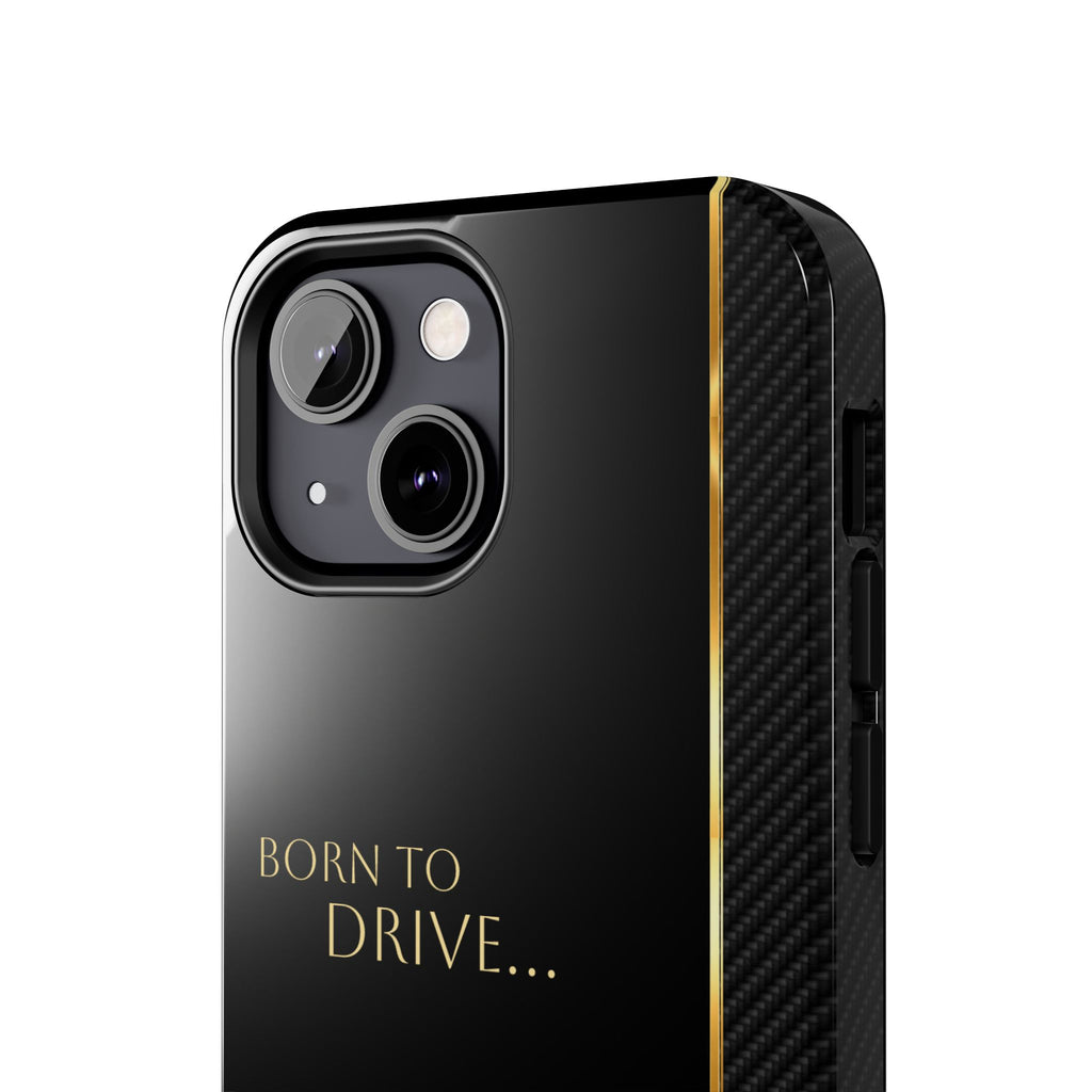 Born to Drive Personalized Tough Phone Case — Personalized Luxury Car Phone Case – Black & Gold Automotive Design