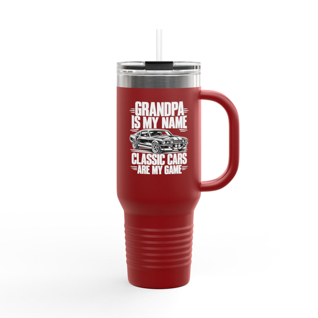 Grandpa Classic Cars Tumbler – Insulated Travel Mug with Handle