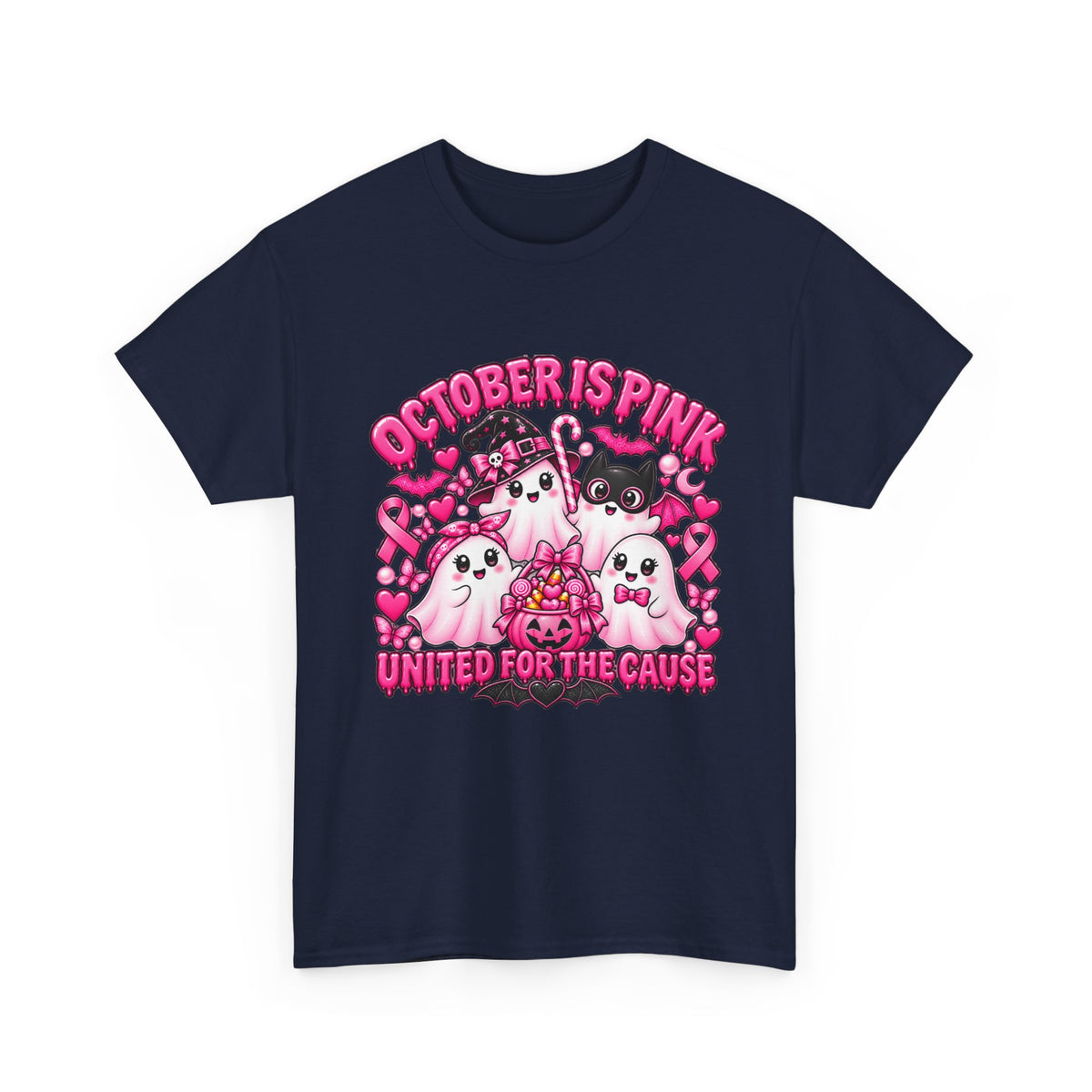 Breast Cancer Awareness Pink Ghosts Tee — "October Is Pink" United For The Cause