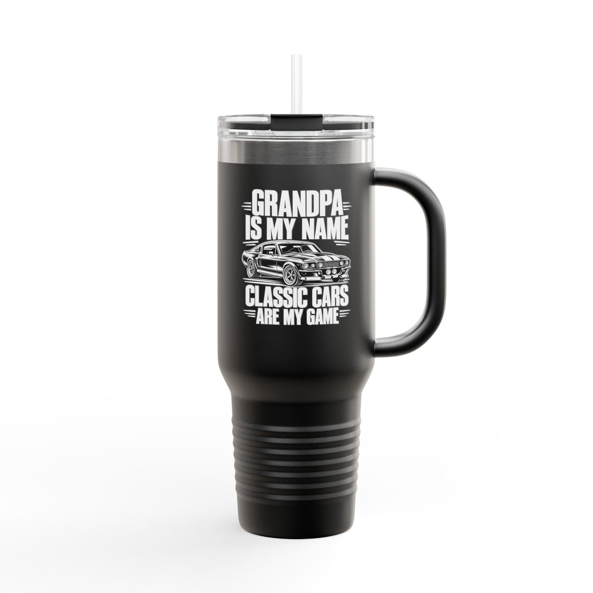 Grandpa Classic Cars Tumbler – Insulated Travel Mug with Handle