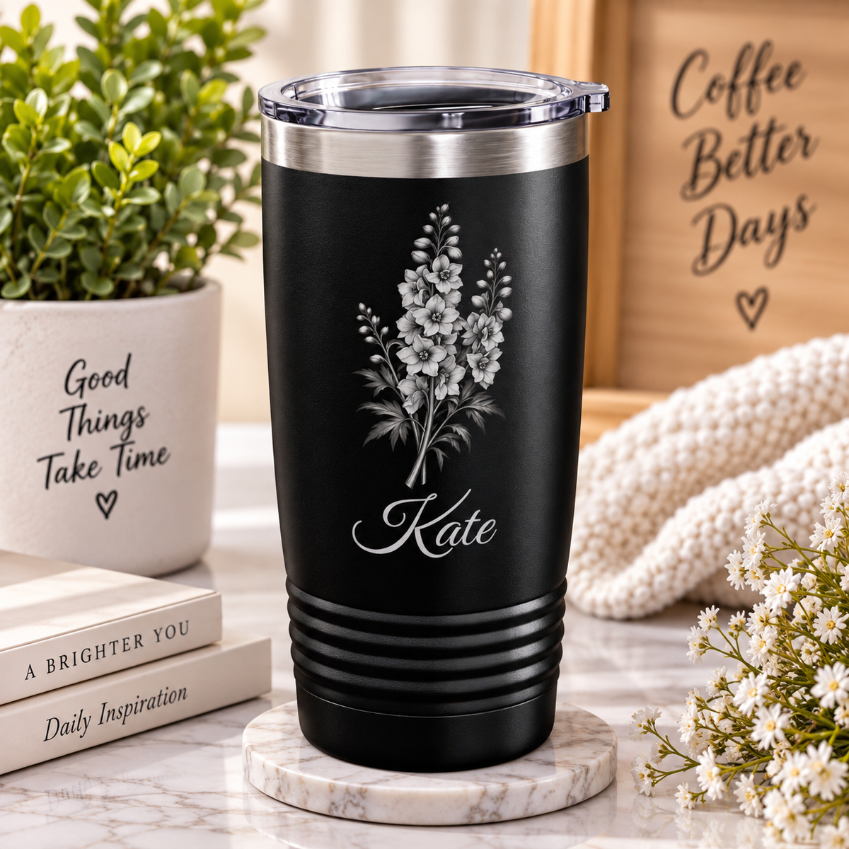 Personalized Birth Flower Tumbler – Custom Birth Month Tumbler