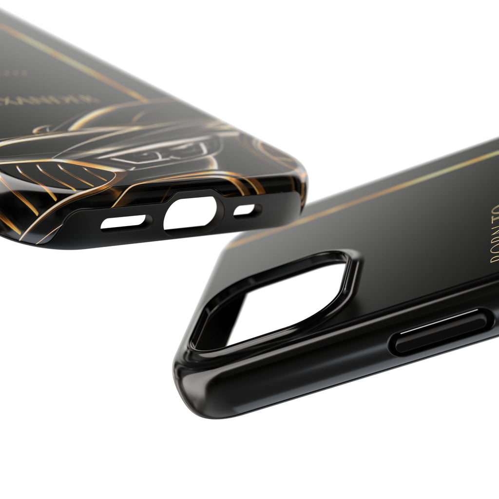 Born to Drive Personalized Tough Phone Case — Personalized Luxury Car Phone Case – Black & Gold Automotive Design