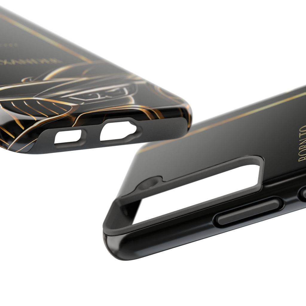 Born to Drive Personalized Tough Phone Case — Personalized Luxury Car Phone Case – Black & Gold Automotive Design