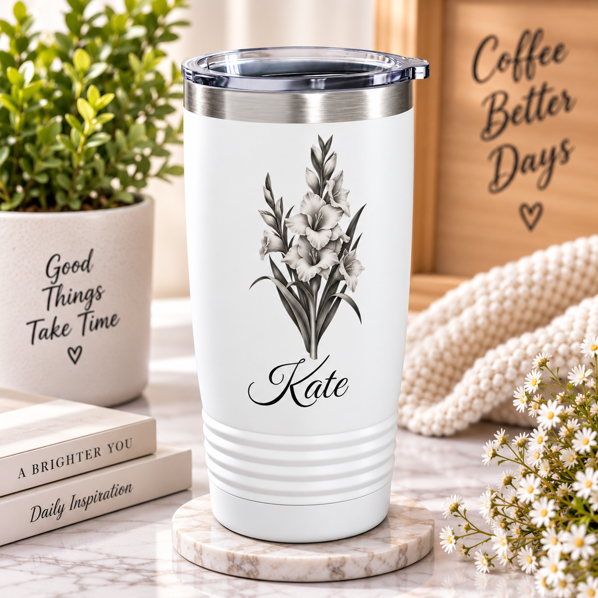 Personalized Birth Flower Tumbler – Custom Birth Month Tumbler