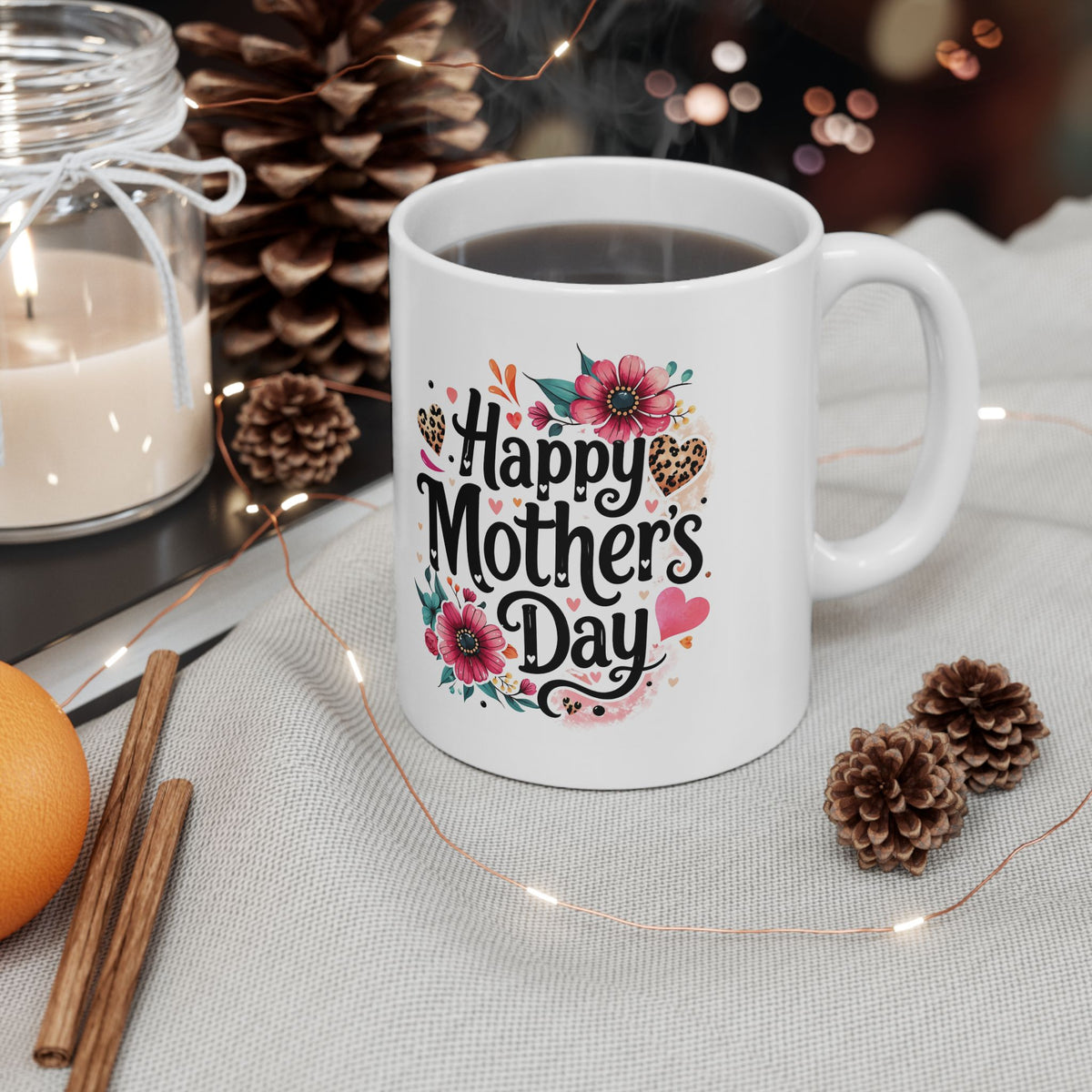 Personalized Mothers Day Mug | Custom Name Mom Coffee Cup | Best Mom Ever Gift | Happy Mothers Day Mug | Gift for Mom | Floral Mug
