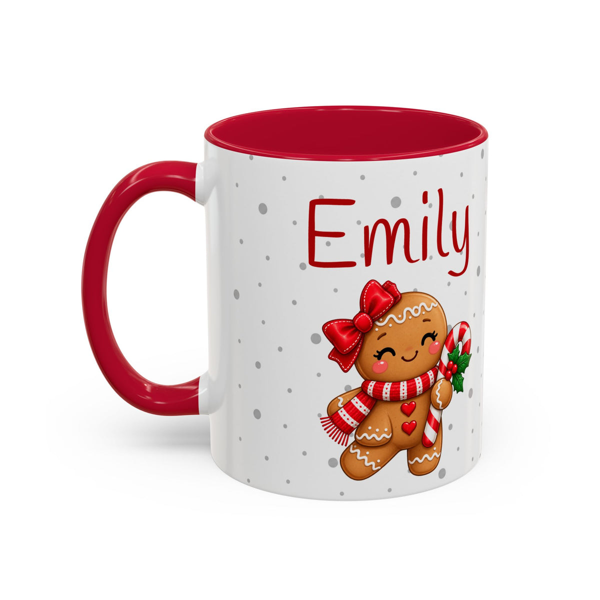 Personalized Gingerbread Christmas Mug – Custom Name Holiday Coffee Cup