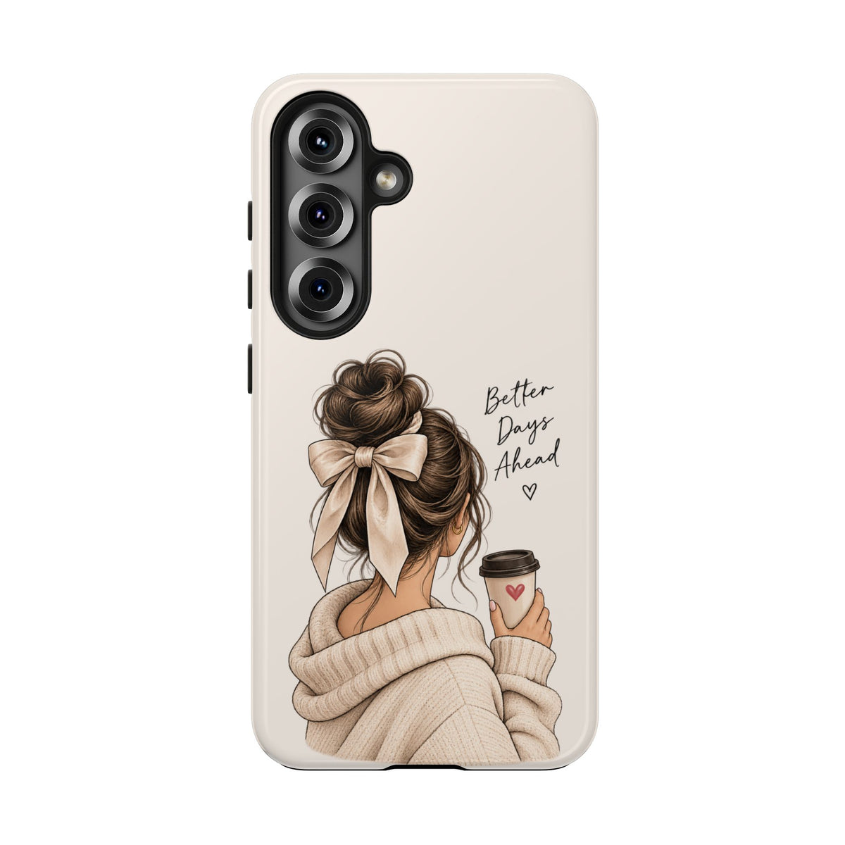 Better Days Ahead Personalized Phone Case – Cozy Feminine Coffee & Bow Design