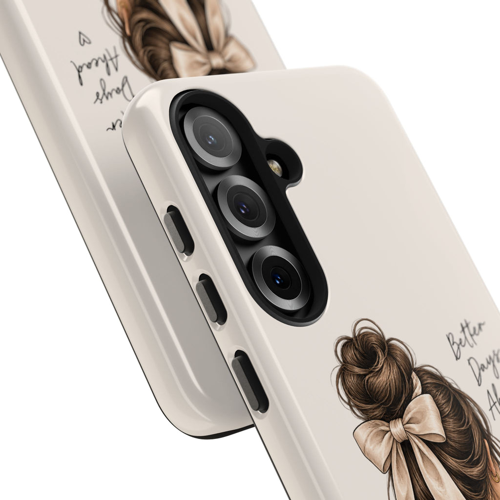 Better Days Ahead Personalized Phone Case – Cozy Feminine Coffee & Bow Design