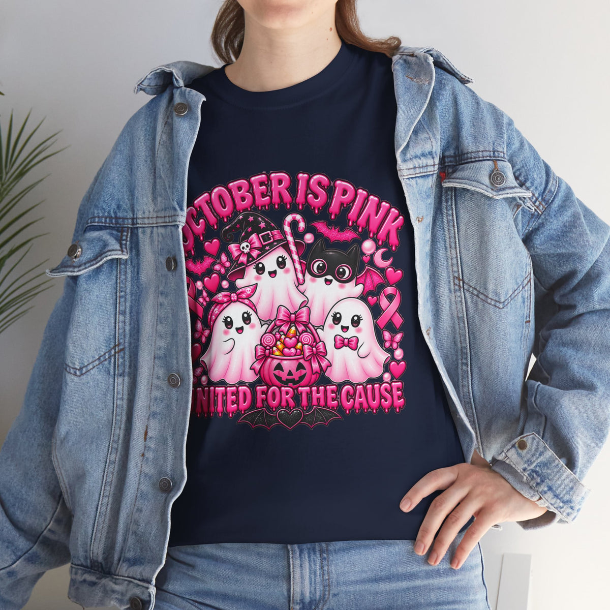 Breast Cancer Awareness Pink Ghosts Tee — "October Is Pink" United For The Cause