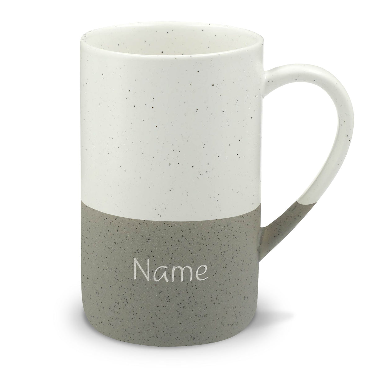 Speckled Ceramic Name Mug — 13oz Engraved Two-Tone Coffee Cup
