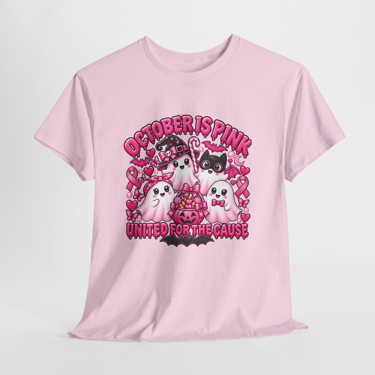 Breast Cancer Awareness Pink Ghosts Tee — "October Is Pink" United For The Cause