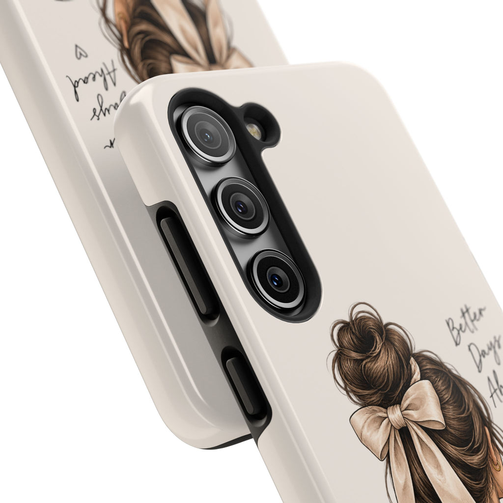 Better Days Ahead Personalized Phone Case – Cozy Feminine Coffee & Bow Design
