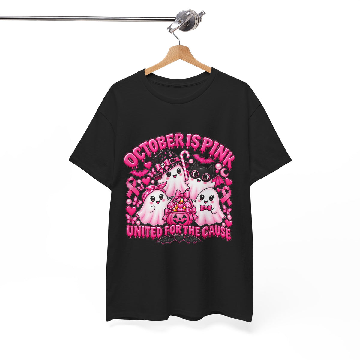 Breast Cancer Awareness Pink Ghosts Tee — "October Is Pink" United For The Cause