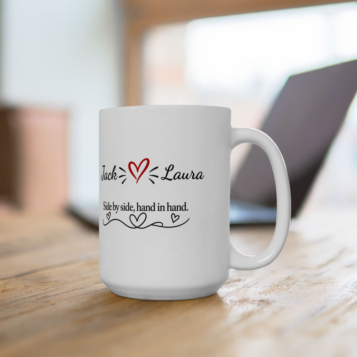 Personalized Couple Mug – Side by Side, Hand in Hand | Romantic Gift for Couples