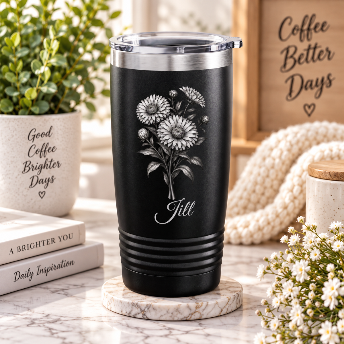 Personalized Birth Flower Tumbler – Custom Birth Month Tumbler