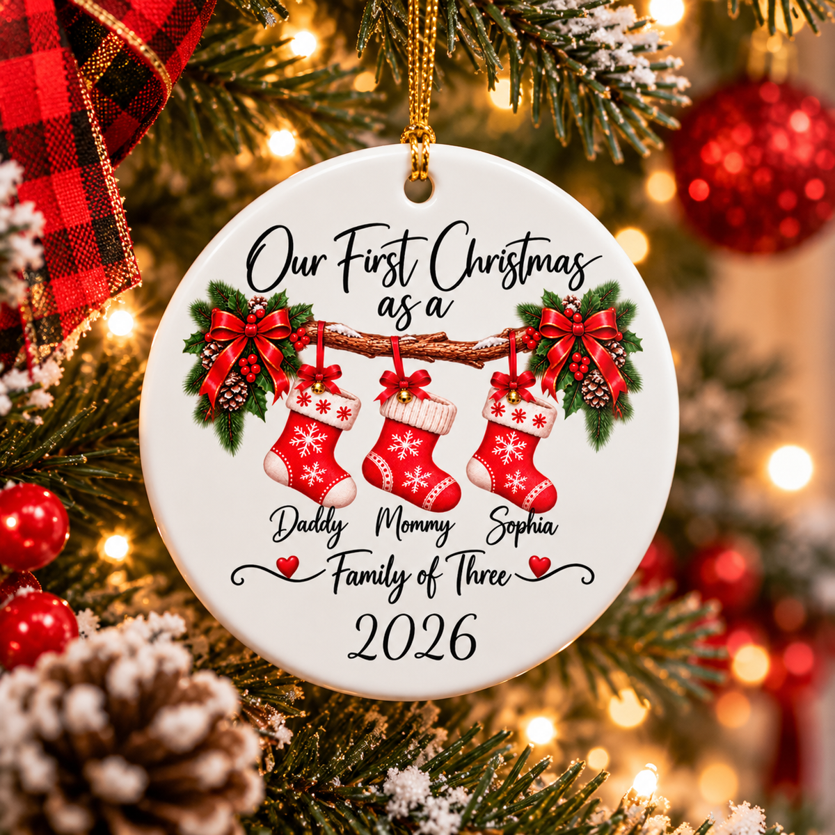 Custom Family Number Christmas Ornament 2026 – Personalized Family Keepsake